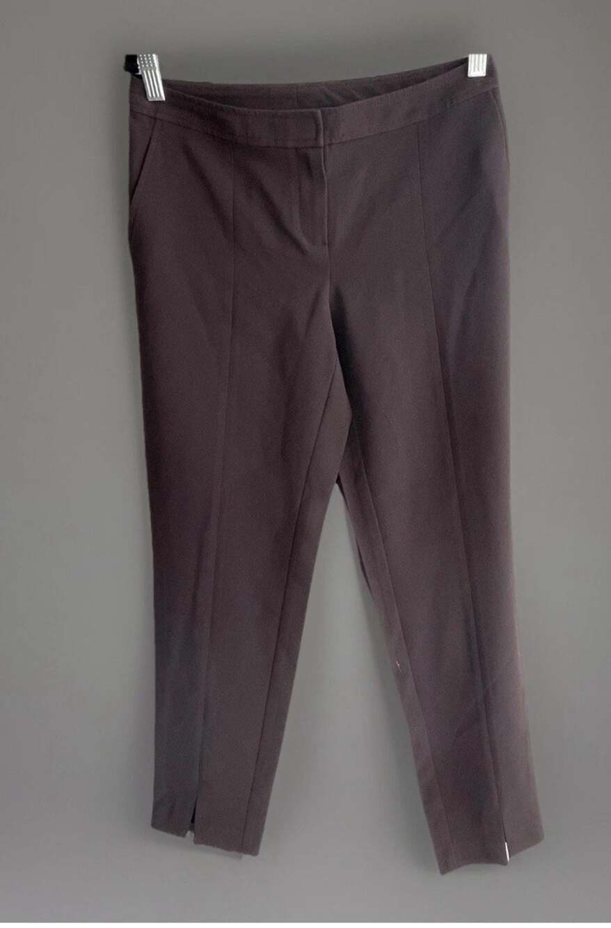 St. John Dark Brown Straight Leg Trousers with Ankle Slits Size 2